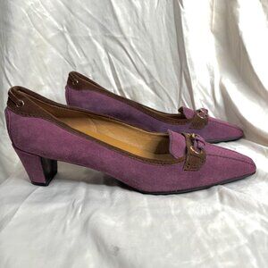 The Original Car Shoe Vintage Suede Mules Heeled Mauve Size 41 Made in Italy